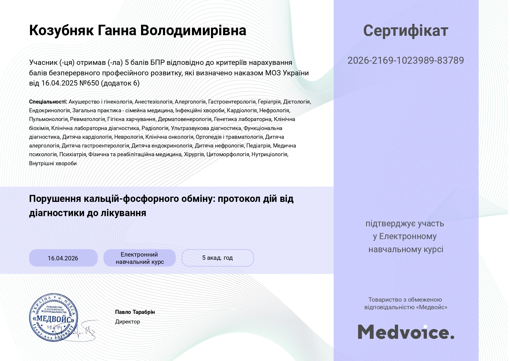 Козубняк Ганна Володимирівна